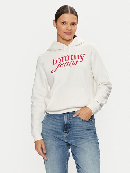 Tommy Jeans Bluza DW0DW20170 Écru Regular Fit. Bluzy damskie Tommy Jeans, s, bez wzorów, z bawełny, bez ramiączek, bez kaptura. Za 219.99 zł.