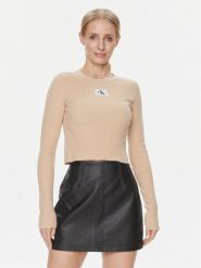 Calvin Klein Jeans Sweter Variegated J20J223233 Beżowy Slim Fit. Brązowe swetry nierozpinane damskie Calvin Klein Jeans, l, bez wzorów, z bawełny, bez kołnierzyka, bez ramiączek. Za 429.99 zł.