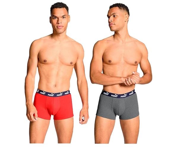 Bokserki majtki męskie Puma 2-Pack. Czerwone bokserki męskie Puma, bez wzorów, z bawełny. Za 59.00 zł.