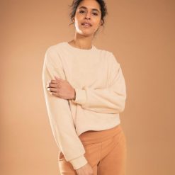 Bluza Do Jogi I Medytacji Polarowa Kokon Beżowa. Brązowe bluzy damskie KIMJALY, na zimę, s, bez wzorów, z bawełny, sportowe, bez ramiączek, bez kaptura. W wyprzedaży za 89.99 zł.