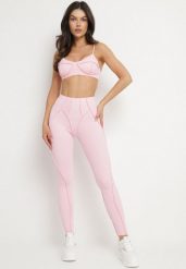 Jasnoróżowy Komplet Sportowy z Ozdobnymi Przeszyciami Legginsy i Top na Ramiączkach Filinella. Czerwone legginsy damskie Born2be, m, bez wzorów, na fitness i siłownię. Za 84.99 zł.