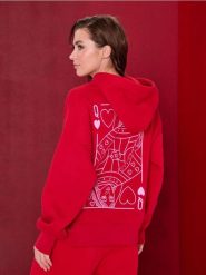 Bluza z nadrukiem na plecach - czerwony. Czerwone bluzy damskie Sinsay, l, bez wzorów, bez ramiączek, bez kaptura. Za 49.99 zł.