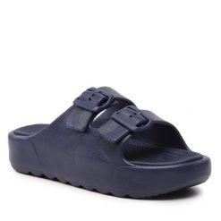 Klapki Gap. Niebieskie klapki damskie GAP, bez wzorów, bez obcasa, bez zapięcia. Za 139.99 zł.