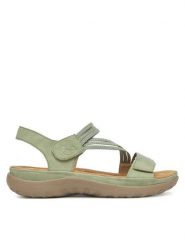 Rieker Sandały 64870-52 Zielony jasny. Zielone sandały damskie Rieker, bez wzorów, z materiału, bez obcasa, na płaskiej podeszwie, bez zapięcia. Za 319.99 zł.