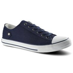 Trampki męskie Big Star, materiałowe i sznurowane , granatowe, DD174270. Niebieskie trampki męskie BIG STAR, bez wzorów, z jeansu, biznesowe, bez zapięcia. Za 71.00 zł.