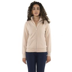 Bluza ciepła z pełny zamek błyskawiczny na czas wolny. Brązowe bluzy damskie LEONE 1947 APPAREL, bez wzorów, z bawełny, sportowe, bez ramiączek, bez kaptura. W wyprzedaży za 134.57 zł.