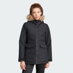 Parka Paveric Fur. Czarne parki damskie Adidas, l, bez wzorów, bez kaptura. W wyprzedaży za 469.40 zł.
