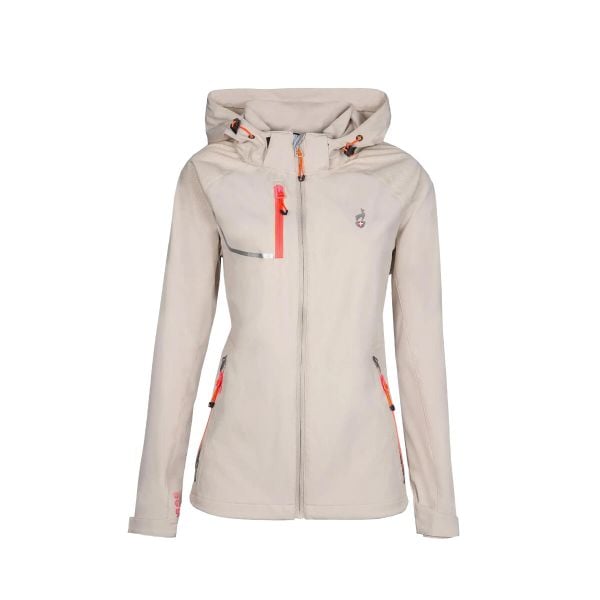 Kurtka softshell damska AULP ROSSA wodoodporna oddychająca regulowana z kapturem. Brązowe kurtki sportowe damskie Aulp, bez wzorów, z softshellu, bez ramiączek, z kapturem, trekkingowe. W wyprzedaży za 299.99 zł.