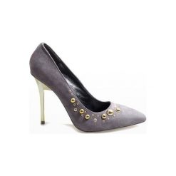 Szare Szpilki DD55P. Szare szpilki damskie ButyModne, bez wzorów, z materiału, bez obcasa, na szpilce, bez zapięcia. Za 69.00 zł.