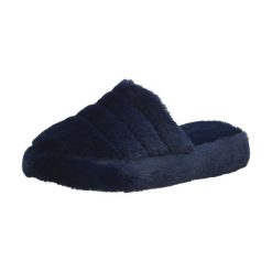 Granatowe kapcie, klapki damskie Suzana 156. Niebieskie klapki damskie Suzana, bez wzorów, z tkaniny, bez obcasa, bez zapięcia. Za 79.00 zł.