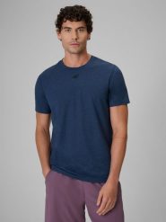 4F Koszulka treningowa szybkoschnąca męska - granatowa XL. Niebieskie t-shirty męskie 4F, m, bez wzorów, z materiału, bez kołnierzyka, bez ramiączek. Za 99.99 zł.