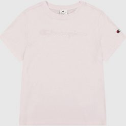 Koszulka damska Champion SS Tee 117650. Czerwone bluzki damskie Champion, bez wzorów, sportowe, bez kołnierzyka, bez ramiączek. Za 85.00 zł.