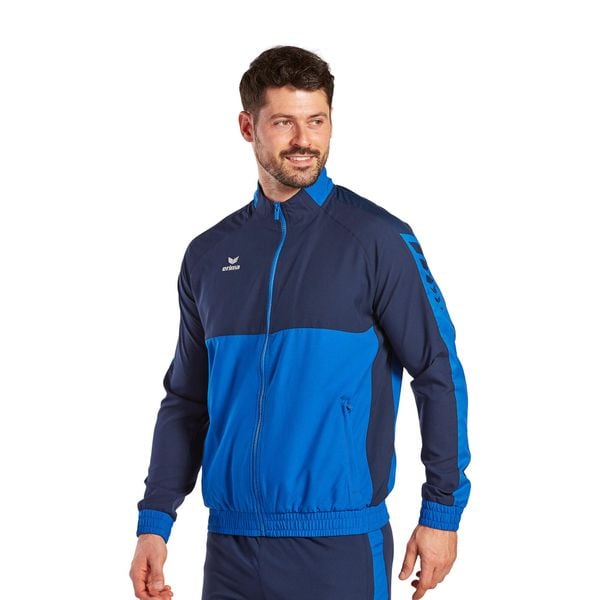 Kurtka prezentacyjna Erima Six Wings. Niebieskie kurtki męskie Erima, s, bez wzorów, bez kaptura, do piłki ręcznej. Za 245.00 zł.