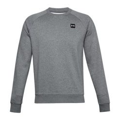 Bluza fitness męska Under Armour Rival Fleece Crew. Szare bluzy męskie Under Armour, m, bez wzorów, sportowe, bez ramiączek, bez kaptura. Za 129.99 zł.