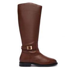 Kozaki Tommy Hilfiger. Brązowe kozaki damskie Tommy Hilfiger, bez wzorów, bez obcasa, bez zapięcia. Za 949.99 zł.