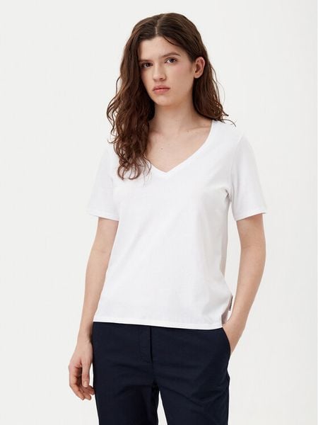 Marc O'Polo T-Shirt B01207251331 Biały Regular Fit. Białe t-shirty damskie Marc O'Polo, s, bez wzorów, z bawełny, bez kołnierzyka, bez ramiączek. Za 119.99 zł.