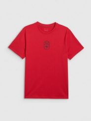 4F T-shirt regular z nadrukiem męski - czerwony S. Czerwone t-shirty męskie 4F, m, bez wzorów, z bawełny, bez kołnierzyka, bez ramiączek. Za 59.99 zł.