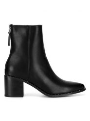 DeeZee Botki CEO-HY17367-1 Czarny. Czarne botki damskie DeeZee, bez wzorów, z materiału, bez obcasa, na słupku, bez zapięcia. Za 179.99 zł.