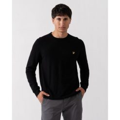 Sweter z okrągłym dekoltem z bawełny merino Lyle & Scott. Czarne swetry męskie LYLE AND SCOTT, l, bez wzorów, z bawełny, eleganckie, bez kołnierzyka, bez ramiączek. Za 302.85 zł.