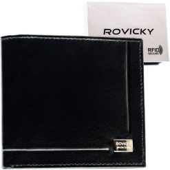 Portfel męski Rovicky CPR-10-NBAR czarny. Czarne portfele męskie ROVICKY, bez wzorów, ze skóry. Za 54.99 zł.