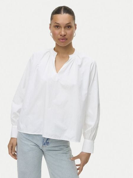Vero Moda Bluzka Fanni 10336937 Biały Loose Fit. Białe bluzki damskie Vero Moda, xl, bez wzorów, z bawełny, bez kołnierzyka, bez ramiączek. Za 129.99 zł.