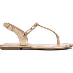 Aldo Sheeny Sandały Złoty. Żółte sandały damskie Aldo, z aplikacjami, z materiału, bez obcasa, bez zapięcia. Za 206.95 zł.