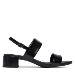 Sandały ECCO. Czarne sandały damskie ecco, bez wzorów, bez obcasa, na słupku, bez zapięcia. Za 569.99 zł.