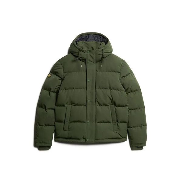 Kurtka puchowa Superdry Everest. Niebieskie kurtki męskie Superdry, l, z aplikacjami, z materiału, klasyczne, z kapturem. Za 505.50 zł.