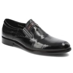 Czarne Półbuty John Doubare Eleganckie Buty Męskie. Czarne buty wizytowe męskie John Doubare, bez wzorów, ze skóry, bez obcasa, bez zapięcia. Za 519.00 zł.
