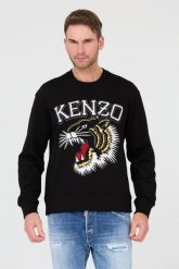 KENZO Czarna męska bluza TIGER VARSITY JUNGLE, Rozmiar S. Czarne bluzy męskie Kenzo, m, bez wzorów, bez ramiączek, bez kaptura. W wyprzedaży za 799.99 zł.