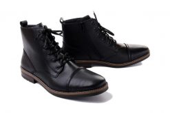 RIEKER 33205-00 black, trzewiki męskie. Czarne botki męskie Rieker, na zimę, bez wzorów, bez obcasa, bez zapięcia. Za 429.90 zł.