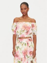 Guess Bluzka W5GH61 WH4S2 Kolorowy Regular Fit. Bluzki damskie Guess, s, z aplikacjami, z wiskozy, bez kołnierzyka, bez ramiączek. Za 169.99 zł.