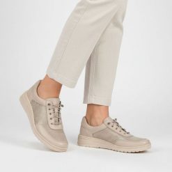 Półbuty damskie Wasak, cholewka skóra naturalna elementy materiałowe siateczkowe sznurowanie gruba podeszwa profilowana, beżowe, 0763. Brązowe półbuty damskie Wasak, bez wzorów, z materiału, bez obcasa, bez zapięcia. Za 329.00 zł.