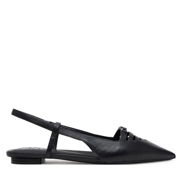 Sandały DKNY. Czarne sandały damskie DKNY, bez wzorów, bez obcasa, na płaskiej podeszwie, bez zapięcia. Za 319.99 zł.