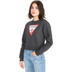 Guess Icon Bluza Szary. Szare bluzy damskie Guess, m, z aplikacjami, z bawełny, bez ramiączek, bez kaptura. Za 311.95 zł.