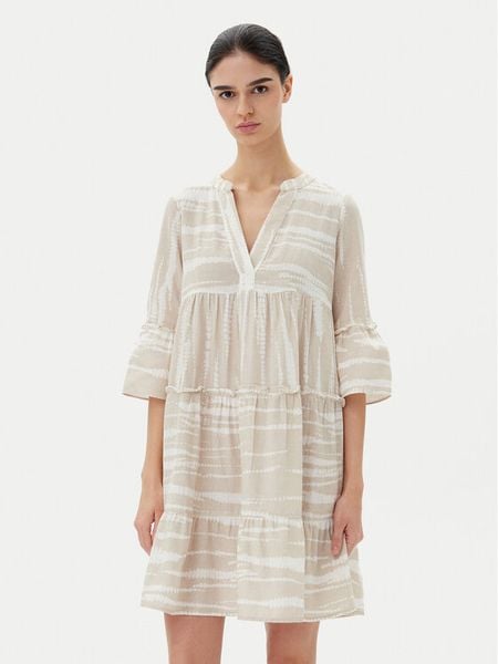 Vero Moda Sukienka letnia Dicthe 10225127 Beżowy Loose Fit. Brązowe sukienki damskie Vero Moda, na lato, xs, bez wzorów, z bawełny, bez kołnierzyka, bez ramiączek. Za 149.99 zł.