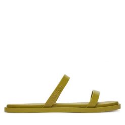 Klapki Calvin Klein. Zielone klapki damskie Calvin Klein, bez wzorów, bez obcasa, bez zapięcia. Za 149.99 zł.
