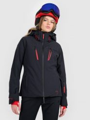 4F Kurtka narciarska z panelem grzewczym i systemem RECCO membrana 20000 damska - czarna M. Czarne kurtki sportowe damskie 4F, na zimę, m, bez wzorów, bez ramiączek, bez kaptura, narciarskie, primaloft. Za 1,999.99 zł.