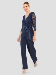 Swing Kombinezon 3AE00300 Granatowy Regular Fit. Niebieskie sukienki damskie Swing, bez wzorów, z syntetyku, bez kołnierzyka, bez ramiączek. Za 829.99 zł.