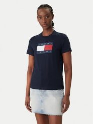 Tommy Jeans T-Shirt Flag DW0DW22562 Granatowy Regular Fit. Niebieskie t-shirty damskie Tommy Jeans, xl, bez wzorów, z bawełny, bez kołnierzyka, bez ramiączek. Za 149.99 zł.