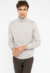 Sweter z golfem S-MAX. Szare swetry męskie Volcano, na jesień, m, bez wzorów, z dzianiny, klasyczne, bez kołnierzyka, bez ramiączek. Za 149.99 zł.