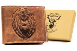Portfel skórzany Always Wild N992L-CHM-BEAR-2 brązowy. Brązowe portfele męskie Always Wild, bez wzorów, z nubiku. Za 50.00 zł.