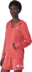 Bluza damska Champion Full Zip Hoodie Sweatshirt różowa 118099 PS203 L. Czerwone bluzy damskie Champion, l, bez wzorów, bez ramiączek, bez kaptura. Za 406.96 zł.