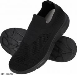 BSSAMI - Półuty sportowe SAMI damskie dziany materiał tekstylny wciągane zakończone ściągaczem podeszwa tworzywo PVC lekkie wygodne - czarny 44. Czarne obuwie sportowe damskie Reis, bez wzorów, z materiału, bez zapięcia. Za 65.01 zł.