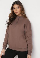 Brązowa Bawełniana Bluza z Półgolfem i Ściągaczem Themista. Brązowe bluzy damskie Born2be, bez wzorów, z bawełny, casualowe, bez ramiączek, bez kaptura. Za 89.99 zł.