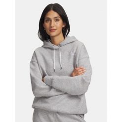Bluza Under Armour Icon Fleece Hoodie. Szare bluzy damskie Under Armour, bez wzorów, sportowe, bez ramiączek, bez kaptura. Za 169.99 zł.