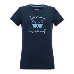 T-shirt Damski Kot Fingal Slogan. Niebieskie t-shirty damskie Regatta, bez wzorów, sportowe, bez kołnierzyka, bez ramiączek. Za 75.99 zł.