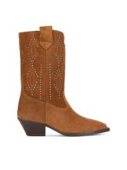 Badura Kowbojki ASPENDOS-0793 Brązowy. Brązowe botki damskie Badura, bez wzorów, ze skóry, bez obcasa, na słupku, bez zapięcia. Za 479.99 zł.