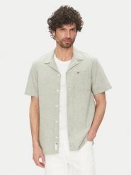 Tommy Jeans Koszula DM0DM20895 Zielony Regular Fit. Zielone koszule męskie Tommy Jeans, l, bez wzorów, z bawełny, bez kołnierzyka, bez ramiączek. Za 189.99 zł.