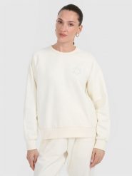 4F Bluza dresowa nierozpinana bez kaptura damska - biała L. Białe bluzy damskie 4F, l, bez wzorów, z dresówki, bez ramiączek, bez kaptura. Za 159.99 zł.